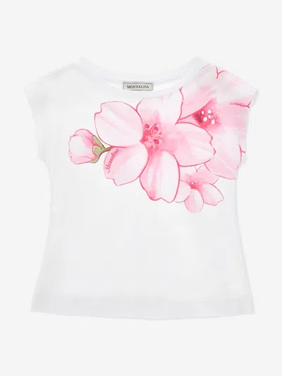 Monnalisa Kids'  Girls Peach Blossom T-shirt In White