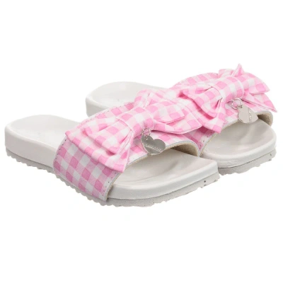 Monnalisa Kids' Girls Pink Gingham Check Sliders