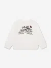 Monnalisa Panther Printed Cotton Blend Sweatshirt In Ivory