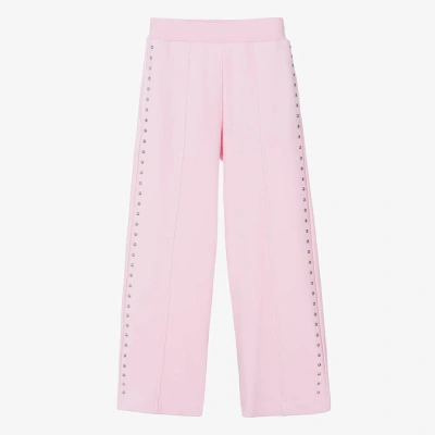 Monnalisa Kids' Girls Pink Studded Wide Leg Joggers