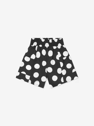 Monnalisa Kids'   Polka Dot Bermuda Shorts With Big Pockets In Black + White
