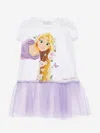 Monnalisa Cartoon-print Crew-neck Dress In Purple