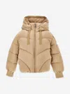 Monnalisa Girls Puffer Bomber Jacket In Brown