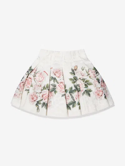 Monnalisa Kids' Girls Quilted Garden Rose Skirt 11 Yrs Beige
