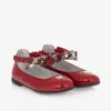 Monnalisa Bow-detail Patent Leather Ballet Flats In Red