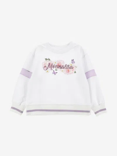 Monnalisa Kids' Girls Romantic Flowers Sweatshirt In Purple