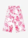 Monnalisa Arabesque Pattern Cotton Satin Trousers In Pink