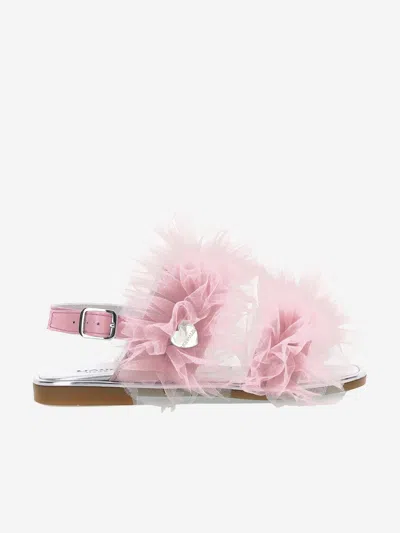 Monnalisa Kids' Girls Ruched Tulle Sandals In Pink