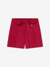 Monnalisa Girls Sash Belt Shorts In Red