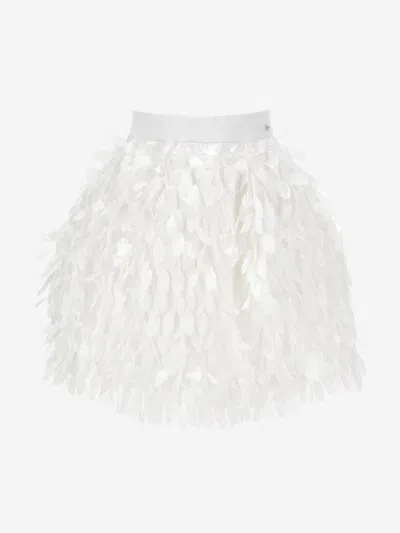 Monnalisa Kids' Girls Satin Leaf Skirt In Ivory