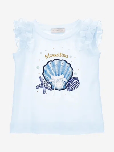 Monnalisa Kids' Girls Shell Ruffle T-shirt In Blue