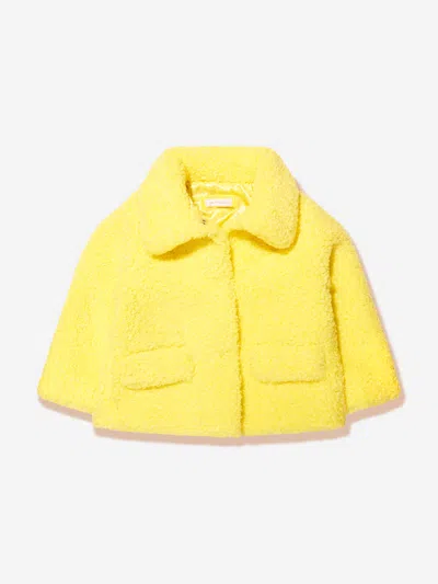 Monnalisa Kids' Girls Sherpa Jacket In Yellow