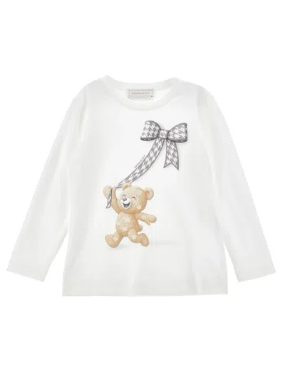 Monnalisa Girls' Short-sleeve T-shirt With Soft Everyday Feel In White
