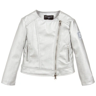 Monnalisa Kids' Girls Silver Faux Leather Jacket