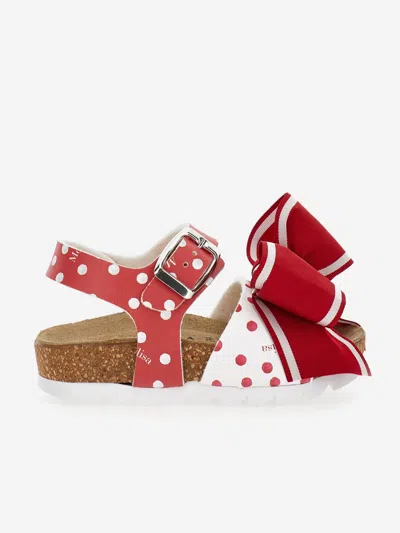 Monnalisa Girls Spotted Bow Sandals In Red