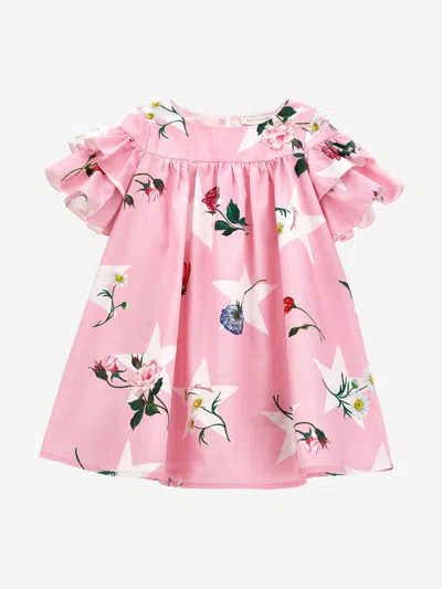 Monnalisa Kids' Girls Stars And Flowers Dress In Pink