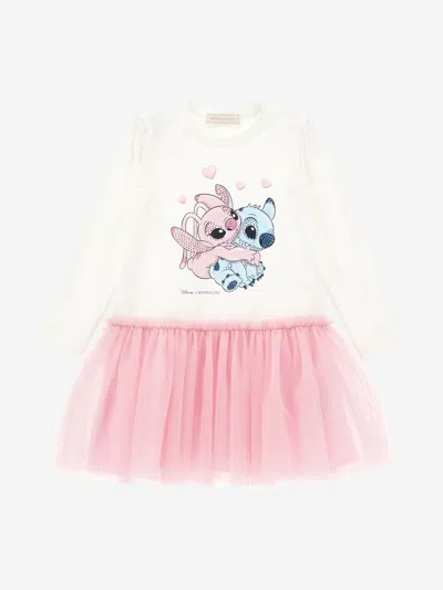 Monnalisa Kids' Girls Stitch And Angel Dress In Pink