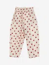 Monnalisa Girls Beige Strawberry Cotton Trousers In Beige