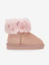 Monnalisa Fur Boots With Rhinestones In Brown