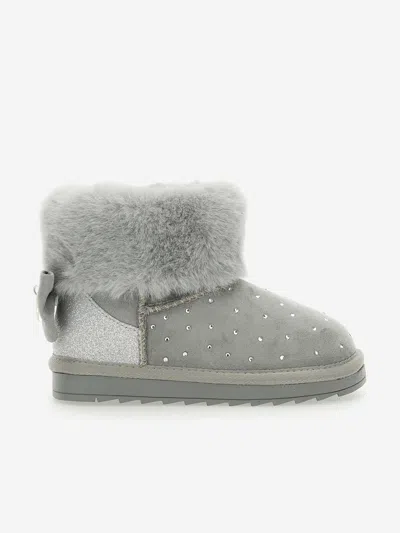 Monnalisa Kids'  Girls Suede Rhinstone Boots In Grey
