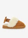 Monnalisa Rhinestone Suede Sliders In Beige