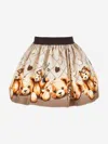 Monnalisa Teddy Bear Gabardine Skirt In Brown