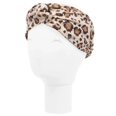 Monnalisa Girls Teen Leopard Print Headband In Beige