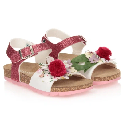 Monnalisa Girls Teen Pink Flower Sandals