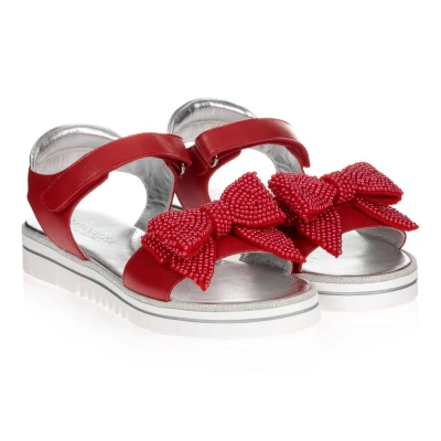 Monnalisa Girls Teen Red Bow Logo Sandals