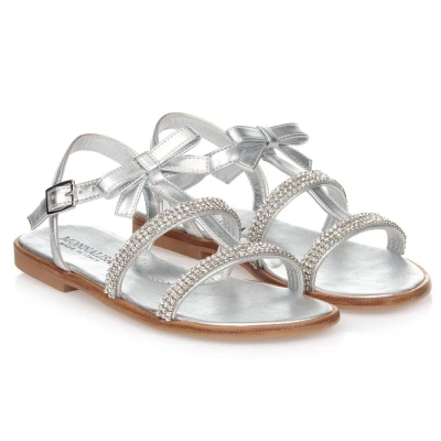 Monnalisa Girls Teen Silver Diamanté Sandals In Metallic