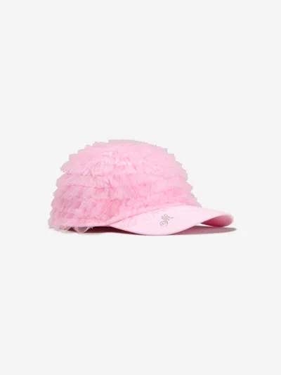 Monnalisa Kids' 荷叶边细节棒球帽 In Pink