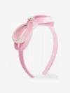 Monnalisa Velvet Headband With Bow In Pink