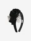Monnalisa Headband W/ Velvet & Tulle Appliqués In Black
