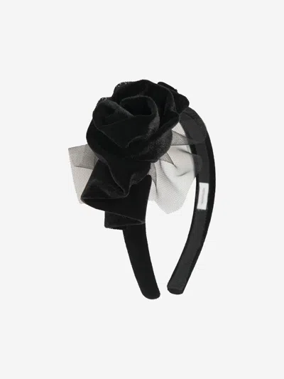 Monnalisa Kids' Headband W/ Velvet & Tulle Appliqués In Black