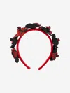 Monnalisa Girls Velvet Rose Headband In Burgundy
