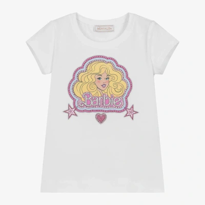 Monnalisa Kids' Girls White Cotton Barbie T-shirt