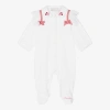 Monnalisa Girls White Cotton Cherry Babygrow In White