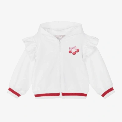 Monnalisa Babies' Girls White Cotton Frilled Zip-up Top