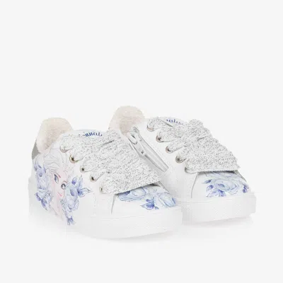Monnalisa Kids' Girls White Leather Disney Trainers