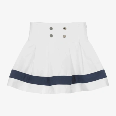 Monnalisa Kids' Girls White Nautical Cotton Skirt