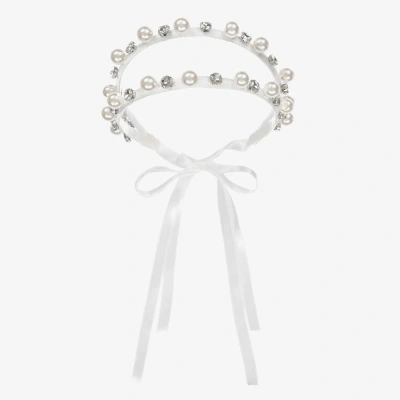 Monnalisa Kids' Girls White Pearl & Gem Hairband