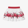 Monnalisa Printed Cotton Poplin Skirt In White