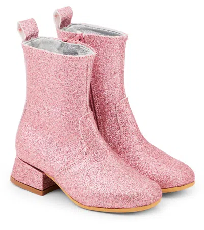 Monnalisa Kids' Glitter Ankle Boots In Pink