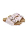 Monnalisa Glitter Buckle Slippers In Pink