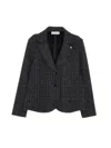 Monnalisa Glitter Check Milano Stitch Jacket In Medium Grey