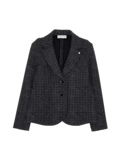 Monnalisa Kids'   Glitter Check Milano Stitch Jacket In Medium Grey