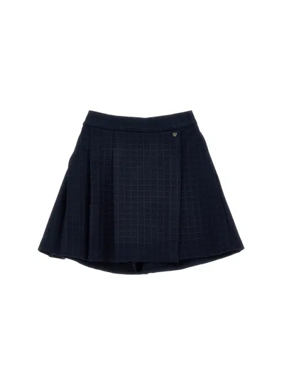 Monnalisa Kids'   Glitter Check Milano Stitch Skirt In Dark Blue