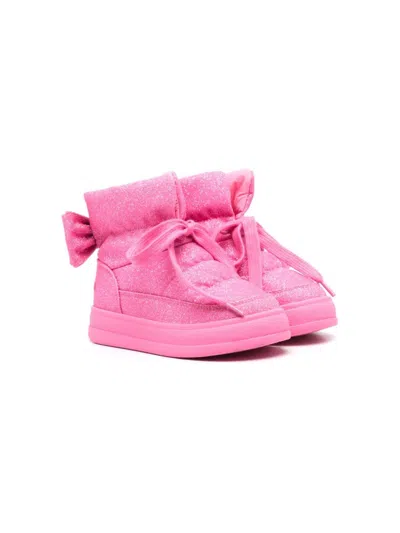 Monnalisa Kids' Glitter-detail Padded Boots In Pink