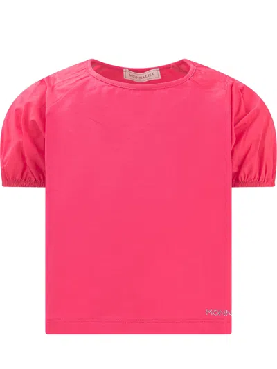 Monnalisa Glitter Detail T-shirt In Rosa Peach