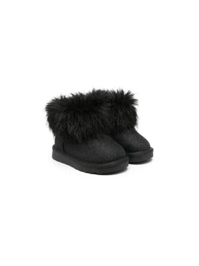 Monnalisa Babies' Glitter-detailing Boots In Black